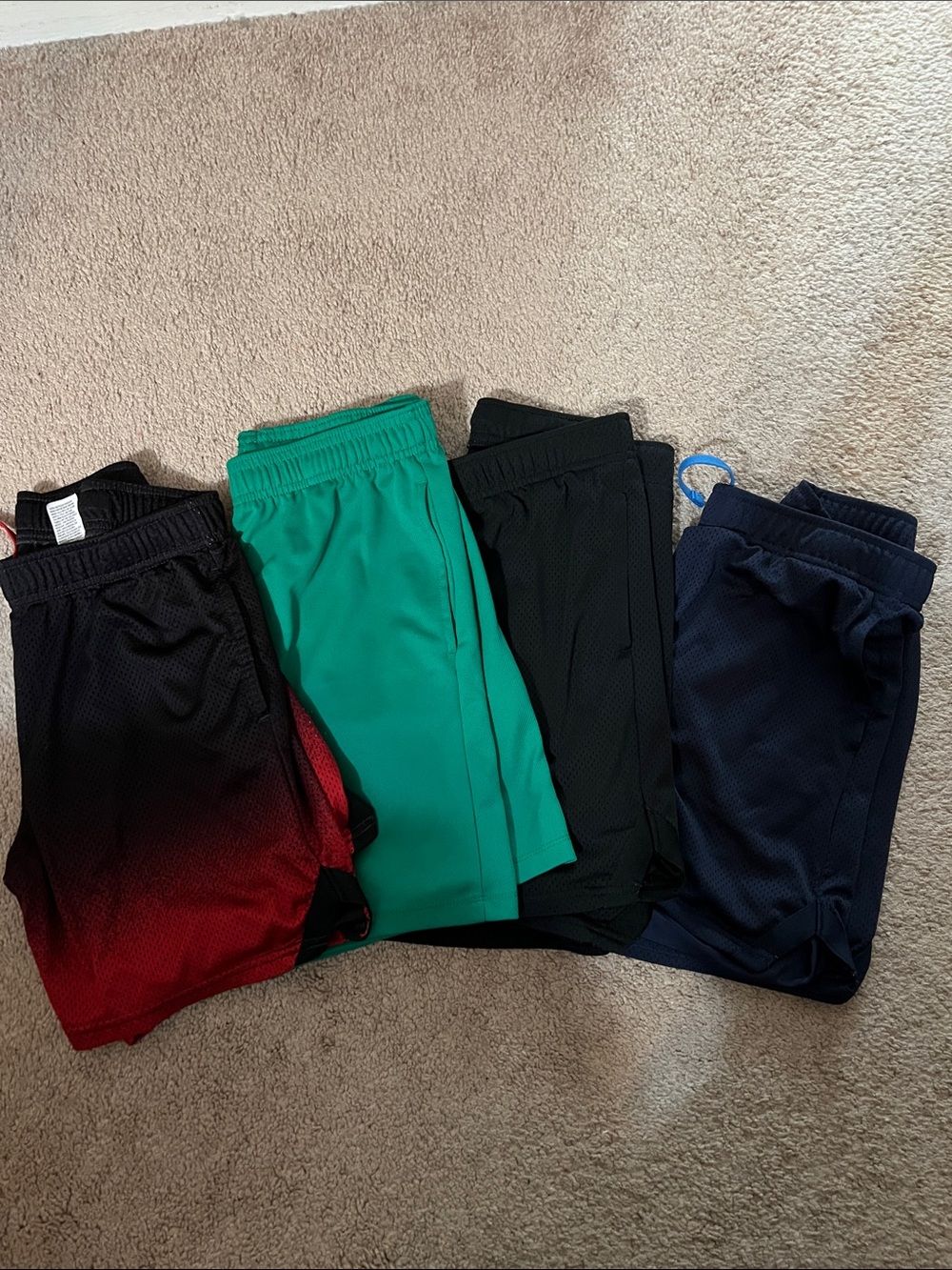 All in Motion Kids Athletic Mesh Shorts - Green, Black, Red Ombre, Navy